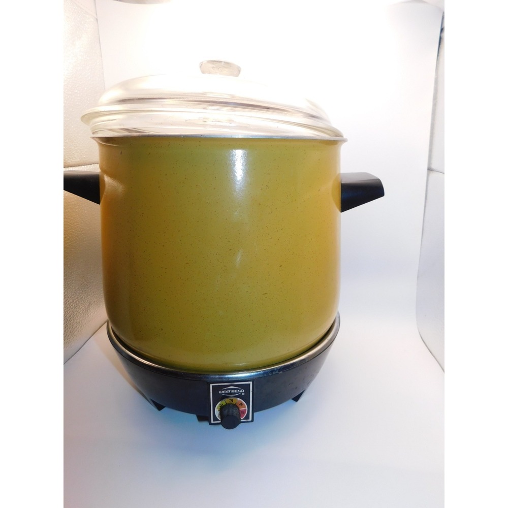 Vintage West Bend Lazy Day 6 Qt Slow Cooker Electric Crock Pot Orange Brown